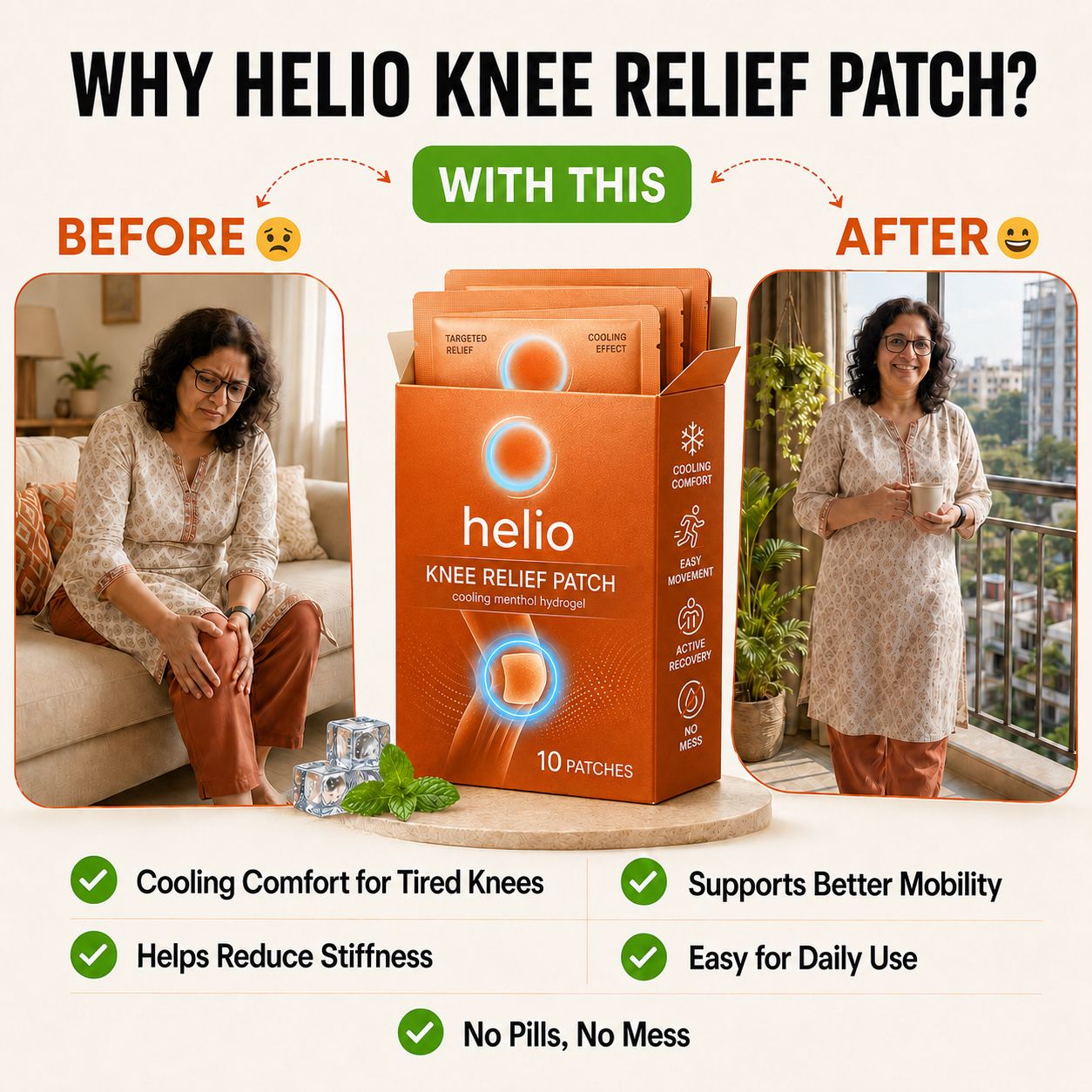 Helio Knee Pain Relief Cooling Patch
